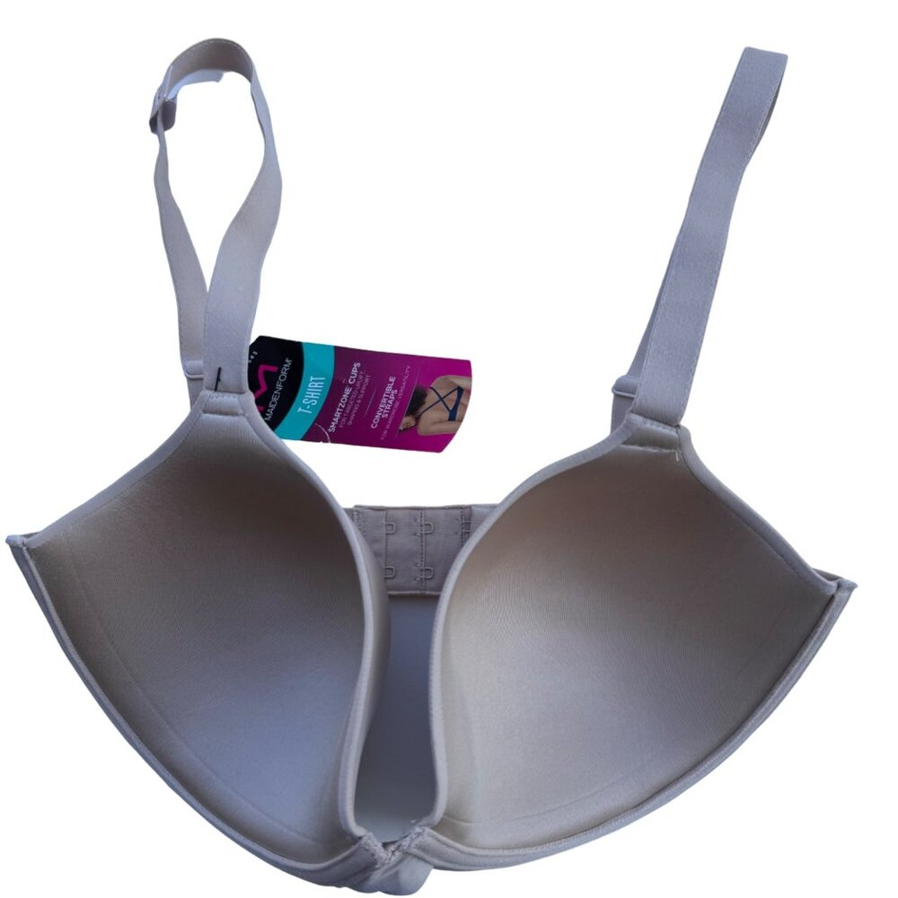 Maidenform Women's T-Shirt Bra 32DD Smartzone Cups Convertible Straps Beige 7543 - Picture 8 of 10